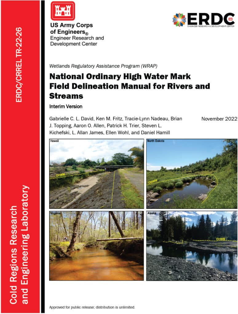 An image of the cover of the National Ordinary High Water Mark Field Delineation Manual for Rivers and Streams.