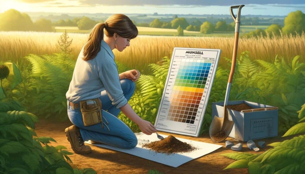 Image showing woman using the Munsel Soil Chart.